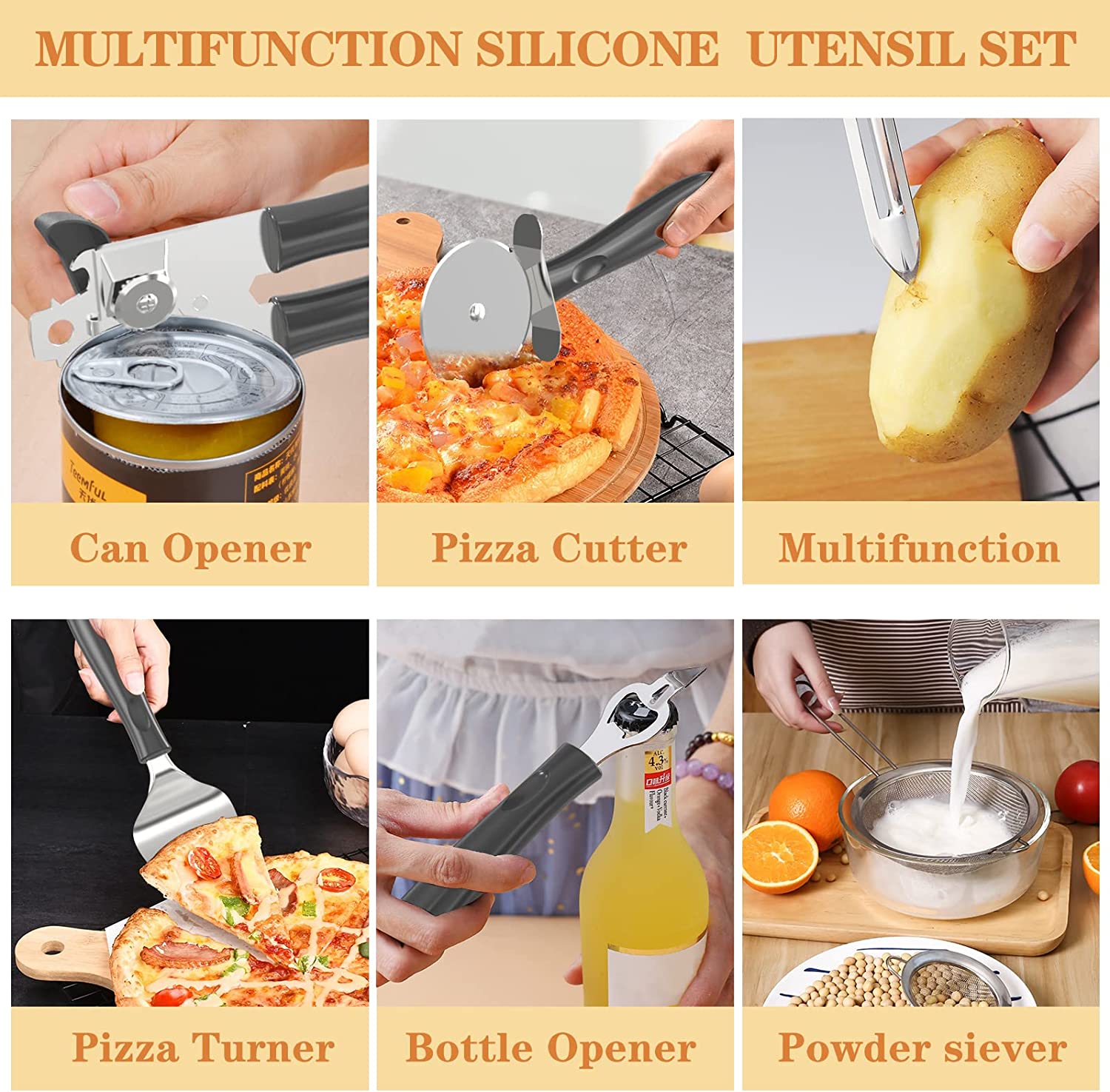 (Store Closing Sale) Silicone cooking tool set, chef 43 pieces heat-resistant kitchen tools