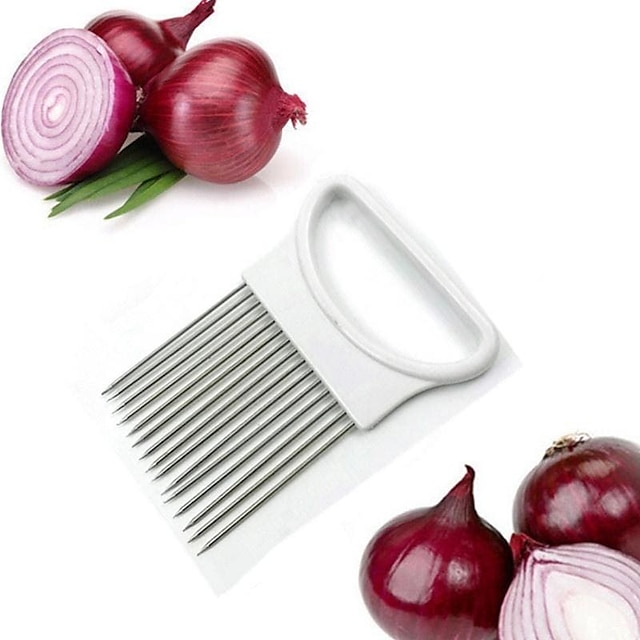 Kitchen Onion Slicer Cut Onion Holder Fork Tomato Vegetable Slicer Cutting Aid Guide Holder Fruit Cutter