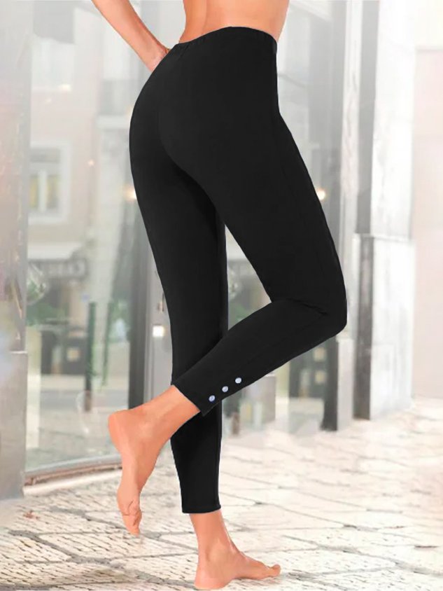 Casual Plain High Waist Cropped Skinny Legging