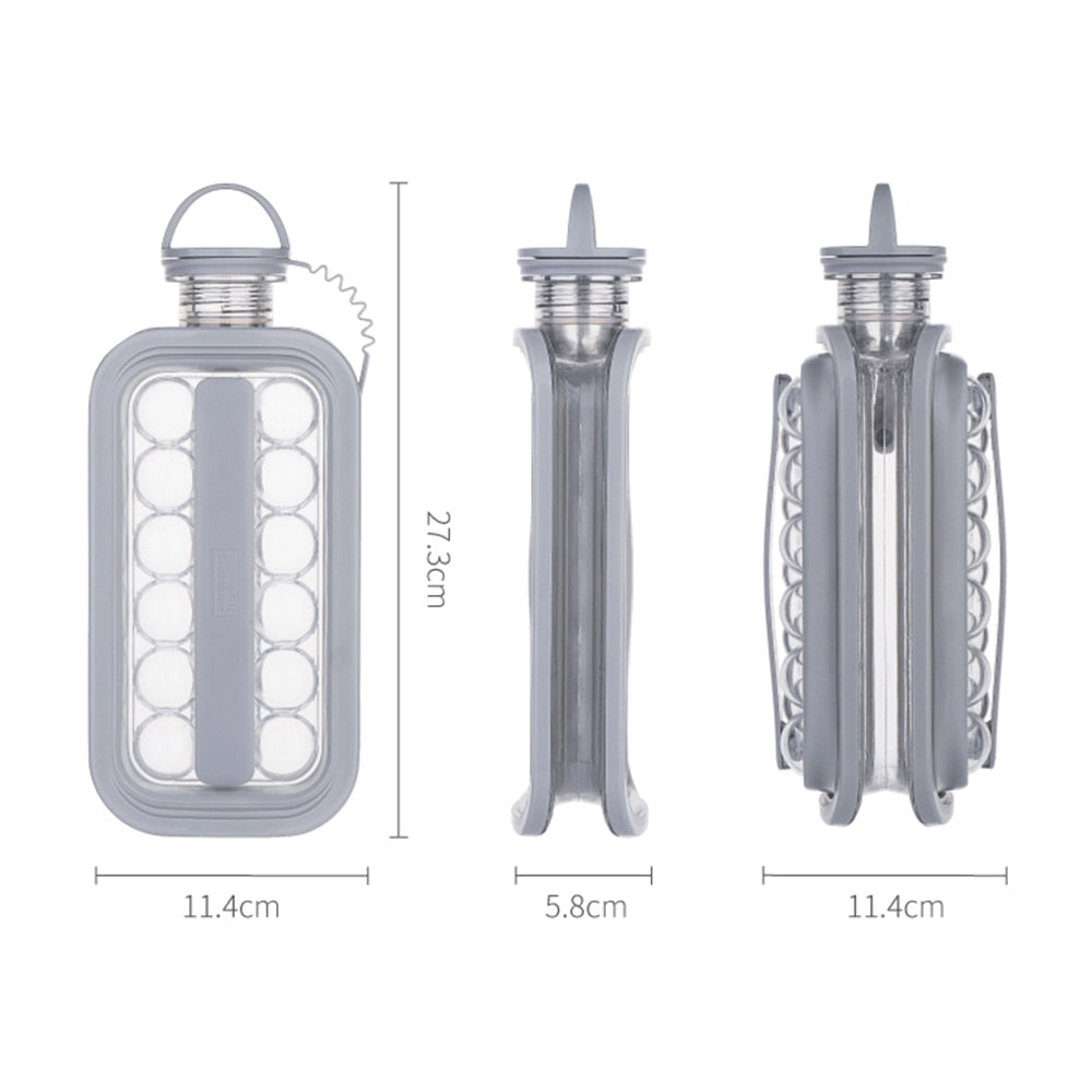 Ice Cube Trays LittleStar 2 in 1 Portable Ice Ball Maker Kettle With 17 Grids Flat Body Lid Cooling Ice Pop/Cube Molds For Hockey,Cocktail,Coffee,Whiskey,Champagne,Beer,Juice,Water