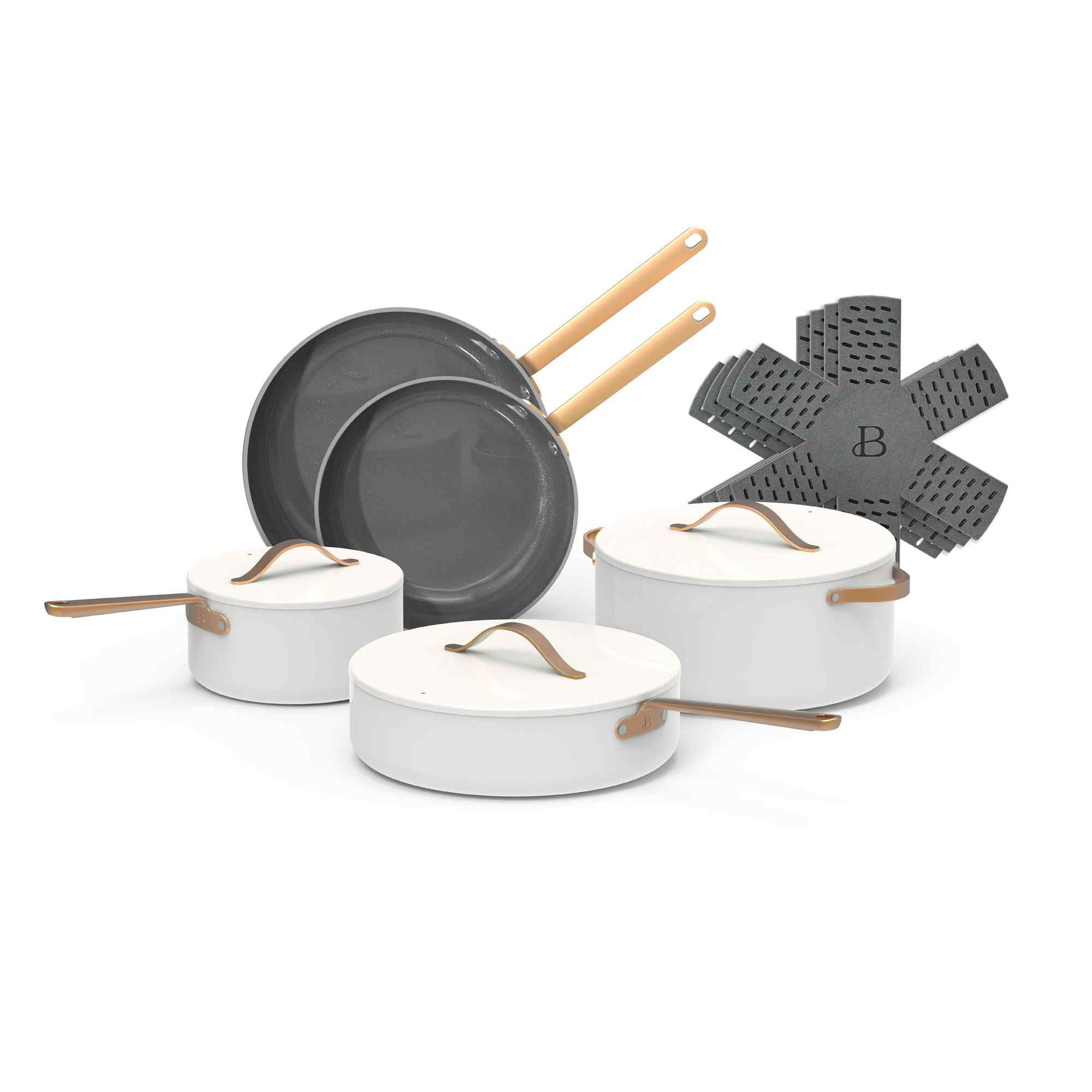 Beautiful 12pc Ceramic Non-Stick Cookware Set, White Icing