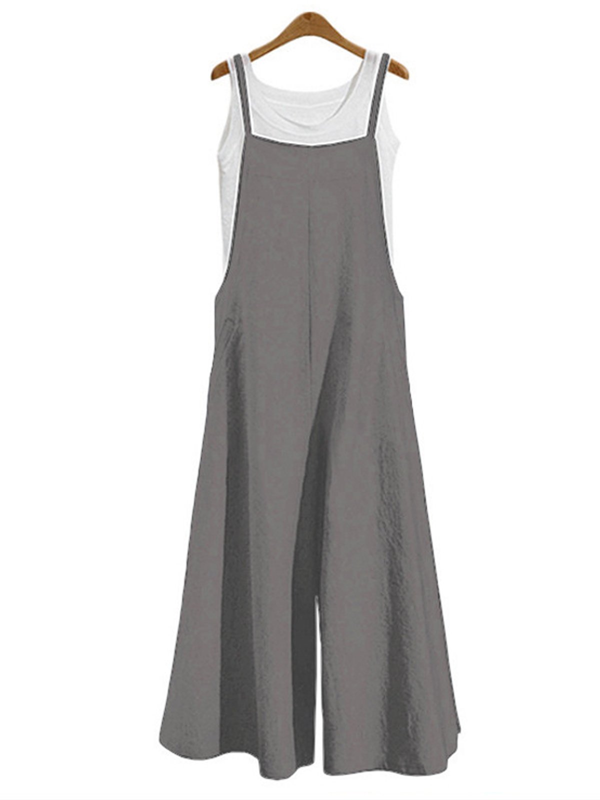 Women's Casual Pure Color Wide Leg Sling Jumpsuit