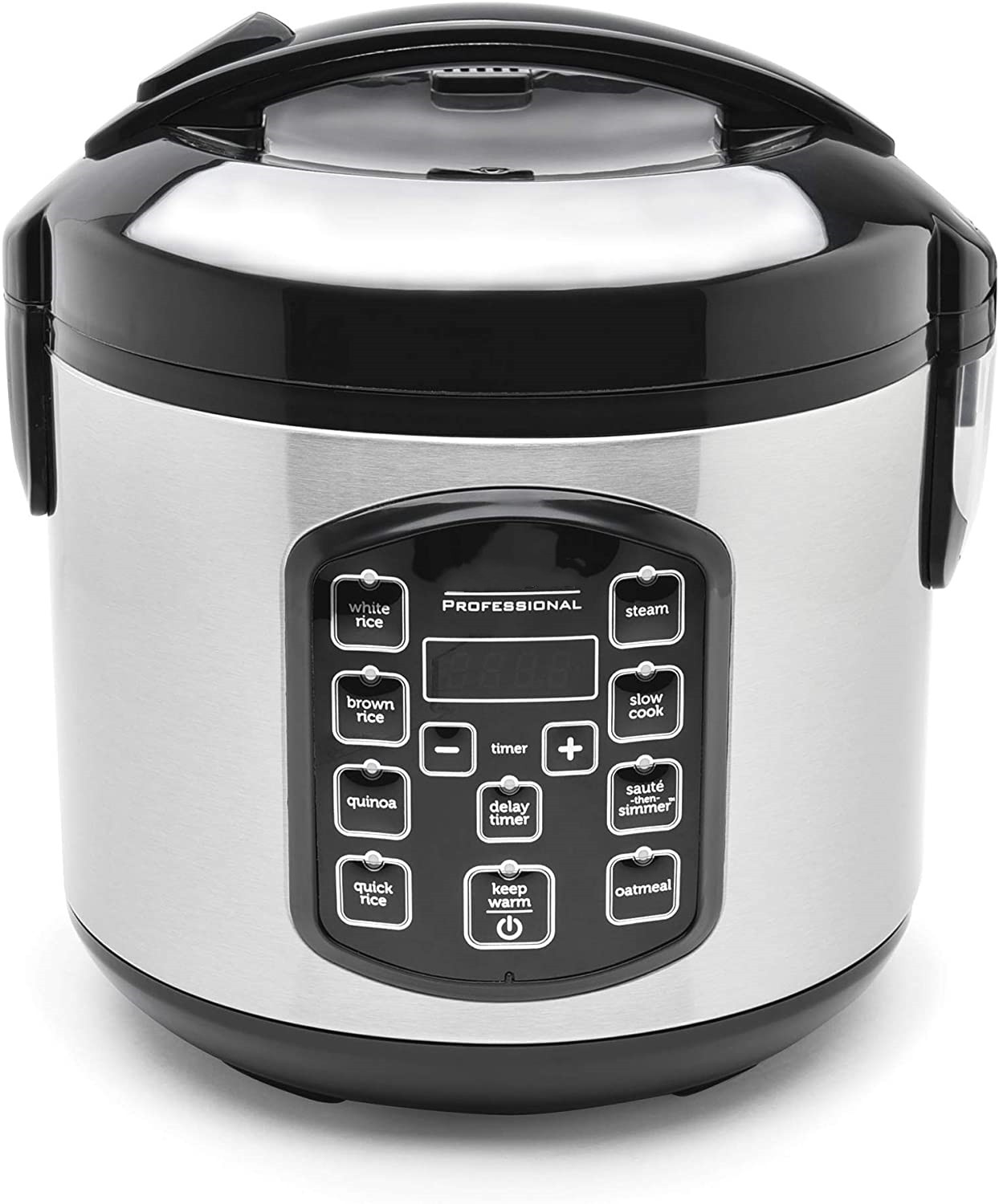 Rice Grain Cooker and Food Steamer, Stainless, Silver, 4-Cup (Uncooked) / 8-Cup (Cooked)