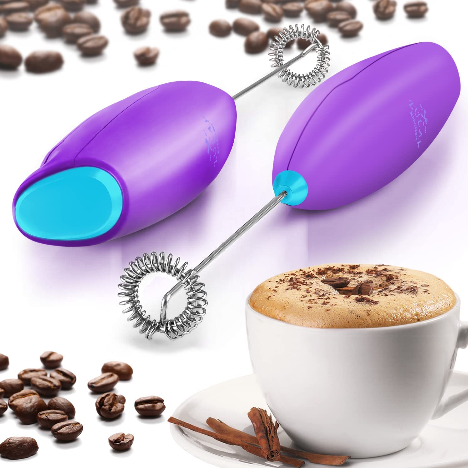 Powerful Milk Frother Handheld Foam Maker for Lattes - Whisk Drink Mixer for Coffee, Mini Foamer for Cappuccino, Frappe, Matcha, Hot Chocolate by Milk Boss (Black)