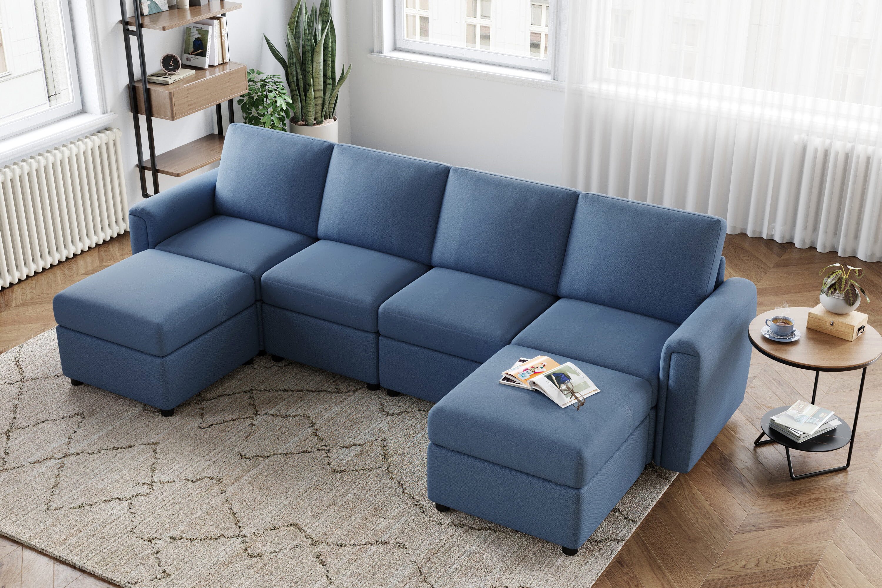 LINSY HOME Modular Couches and Sofas Sectional with Storage Sectional Sofa U Shaped Sectional Couch with Reversible Chaises, Dark Gray