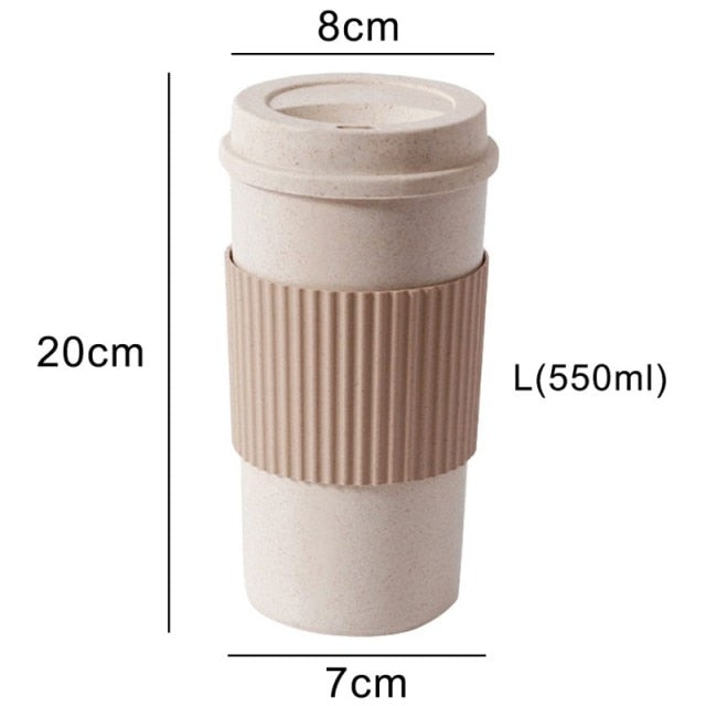 (Store Closing Sale) Wheat Fiber Straw Coffee Mug Double-wall Insulation Eco-friendly Coffee Cup Travel Leakproof Gift Mugs