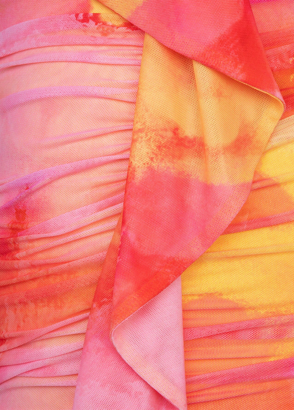 Haute Tie Dye Draped Ruffle Tube Dress