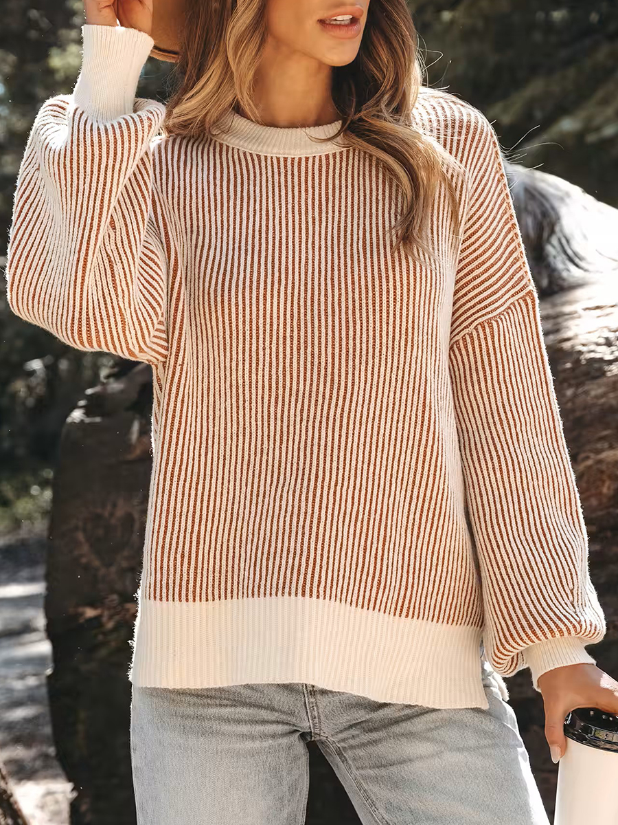 women's casual striped crew neck sweater