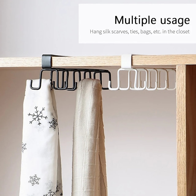 Kitchen Double-row Hook Hanging Cup Holder Household Punch-free Wall Cabinet Hook Spatula Rack Cup Storage Wrought Iron Hook