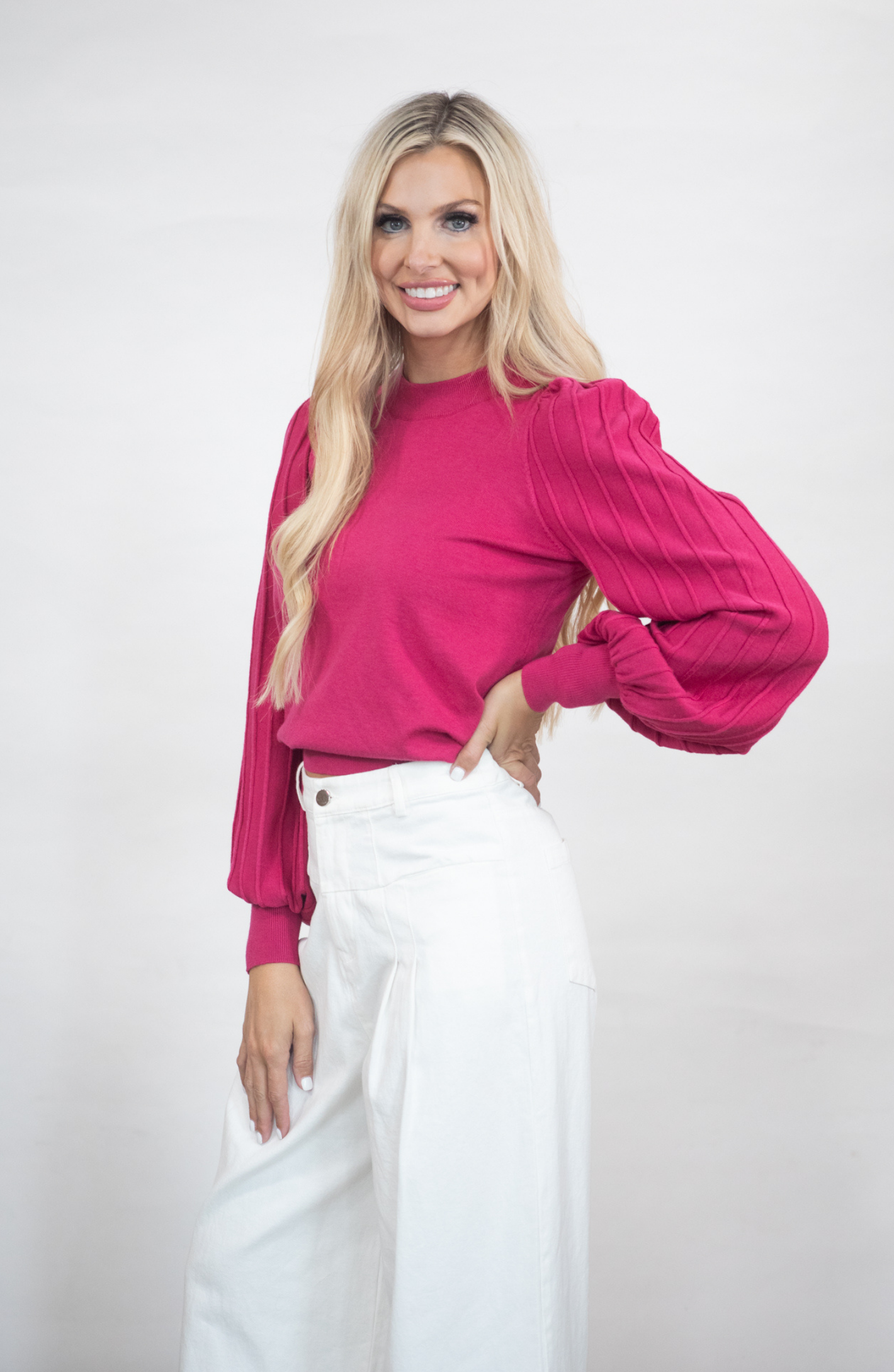 Easy Come Easy Go Puff Sleeve Sweater Top