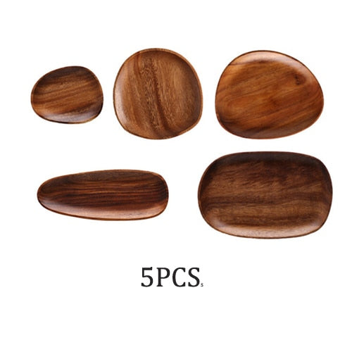 (Store Closing Sale) Wooden Irregular Oval Solid Pan Plate