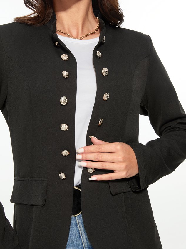 Long Sleeve Shift Buttoned Solid Jacket