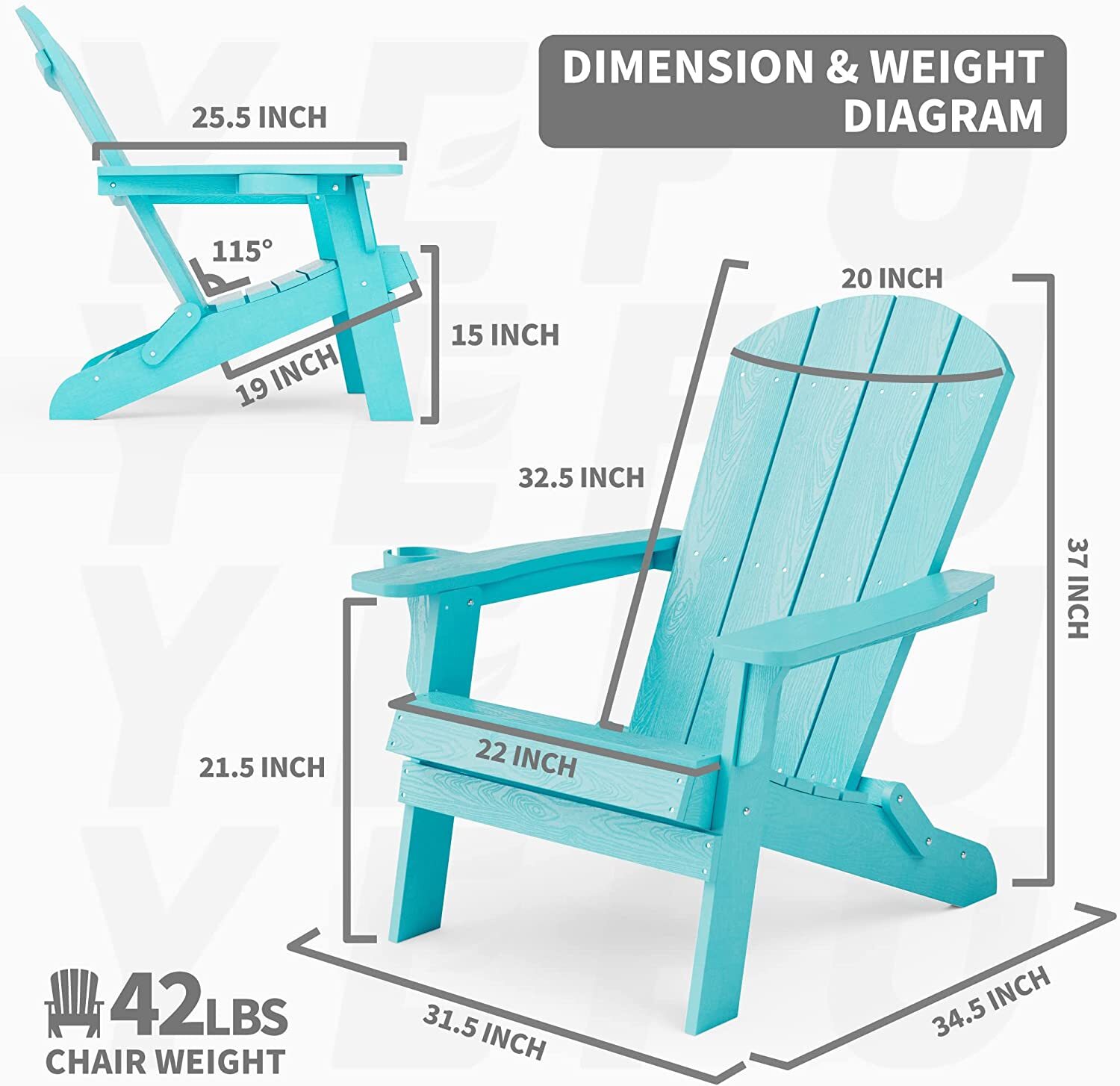 🔥Clearance Sale🔥✨Weather Resistant Blue Recycled Plastic Outdoor Patio Adirondack Chair✨