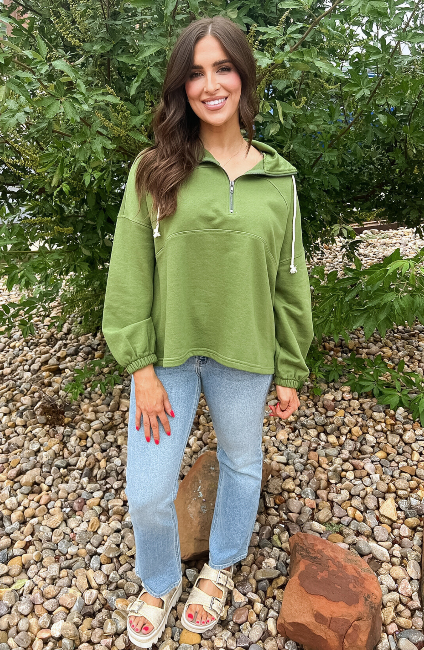 Always Direct Green Half Zip Pullover