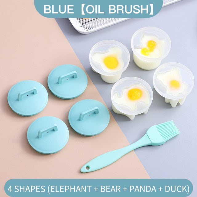 (Store Closing Sale) 4 Pcs/Set Cute Egg Cooker Tools With Plastic  Brush