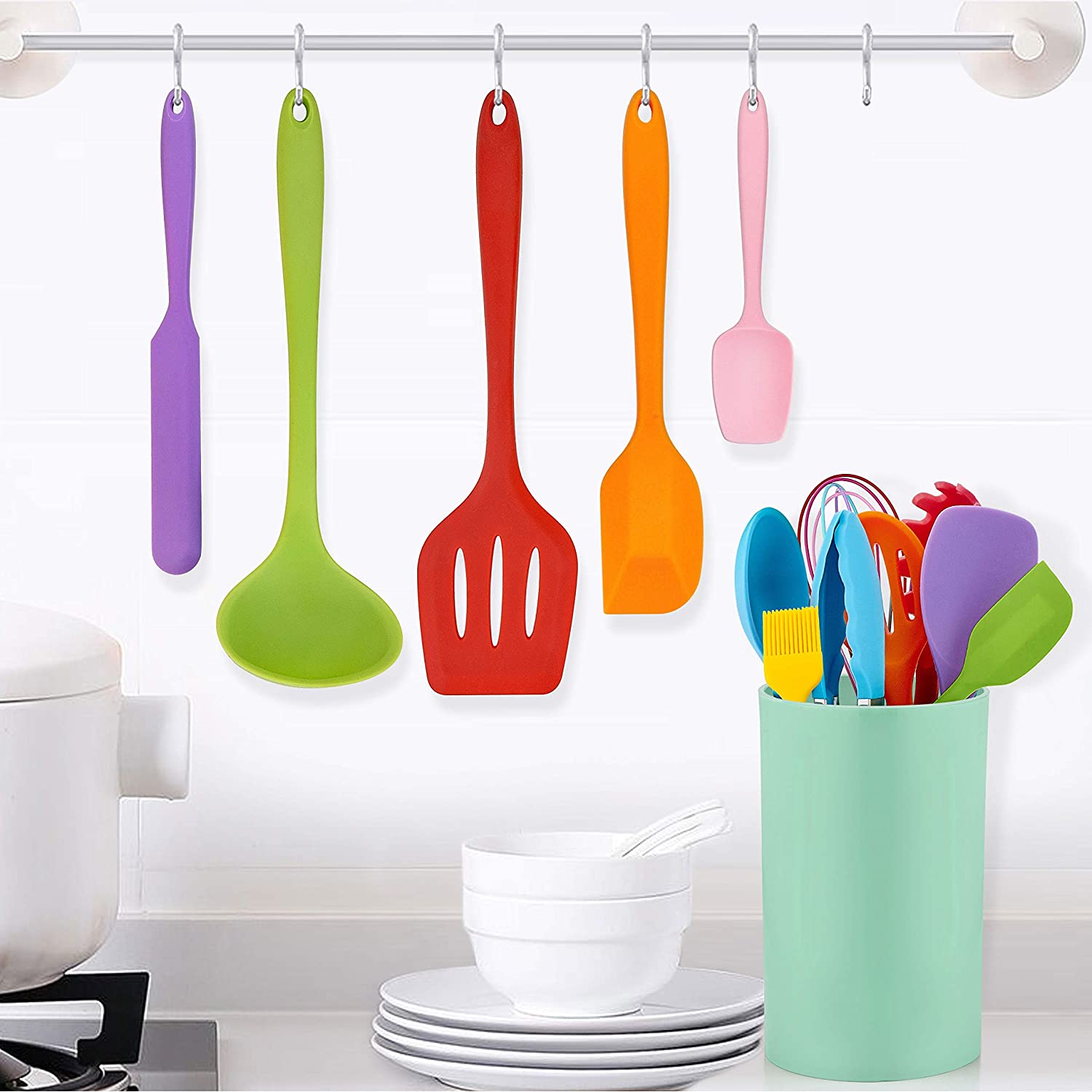 (Store Closing Sale) 14-piece cooking utensil set (with stand)