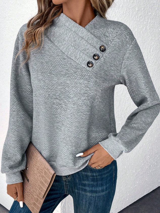 Casual Plain Sweatshirt