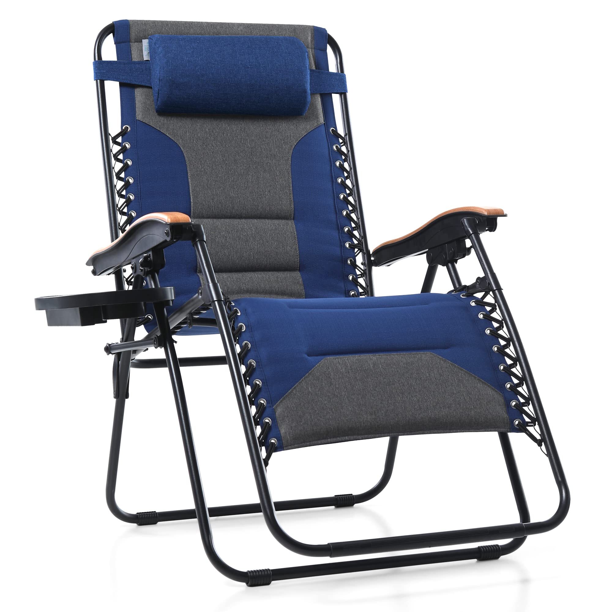 Oversize XL Padded Zero Gravity Lounge Chair Wide Armrest Adjustable Recliner with Cup Holder