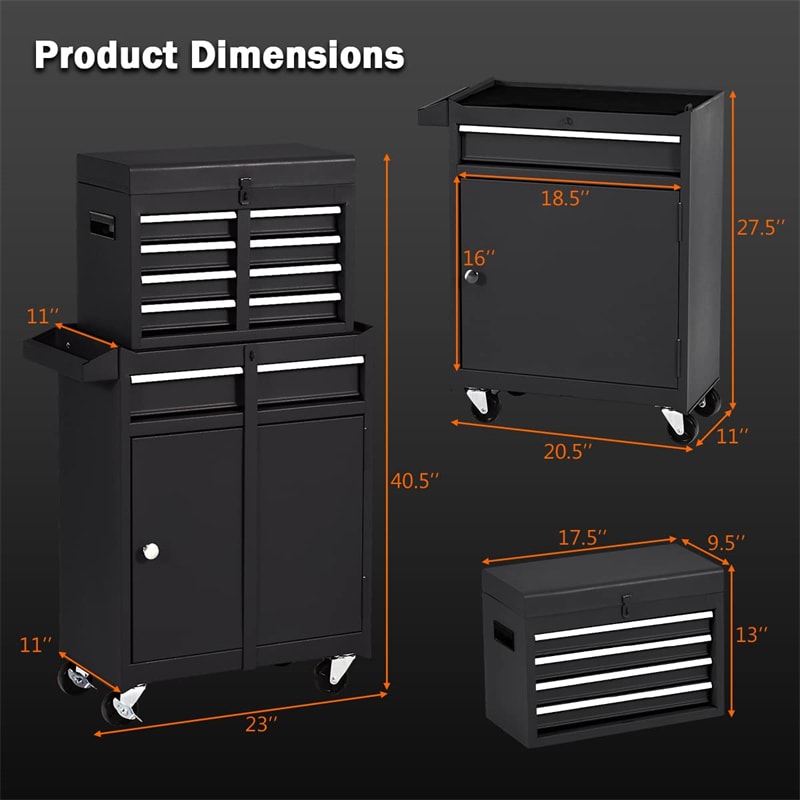 5-Drawer Rolling Tool Chest High Capacity Tool Storage Cabinet Toolbox Organizer with Wheels and Locking System