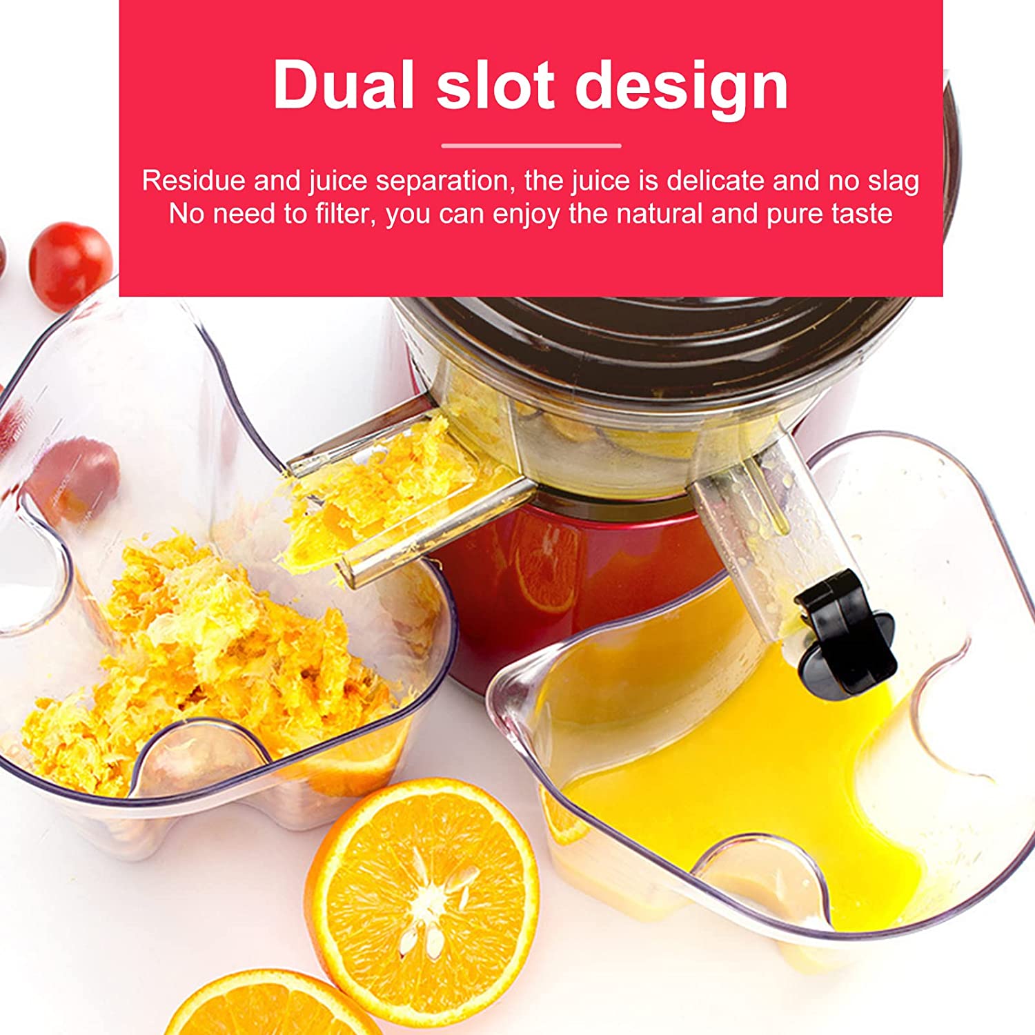 Slow Masticating Juicer Cold Press Juice Extractor Apple Orange Citrus Juicer Machine with Wide Chute Quiet Motor for Fruit Vegetables