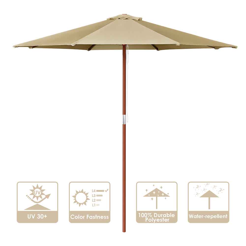 9ft Patio Wood Market Umbrella Multiple Colors