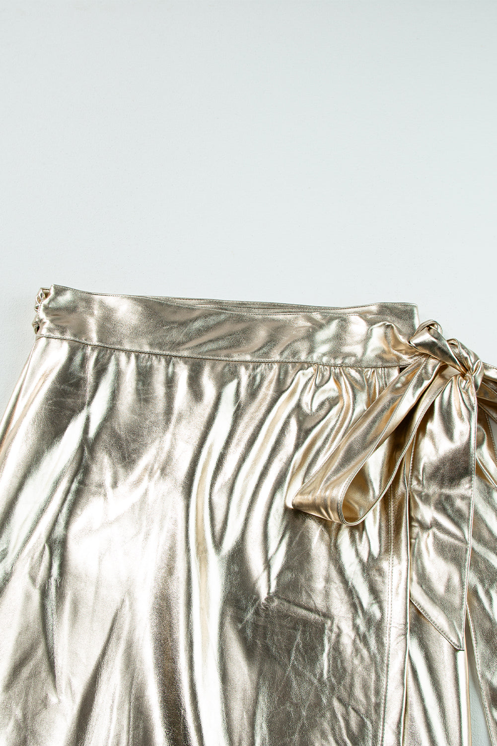 Gold Knotted Metallic Midi Skirt