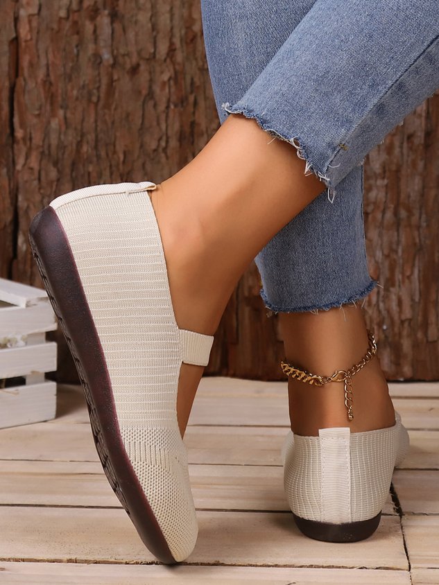 Casual Plain Breathable Slip On Flat Heel Mary Jane