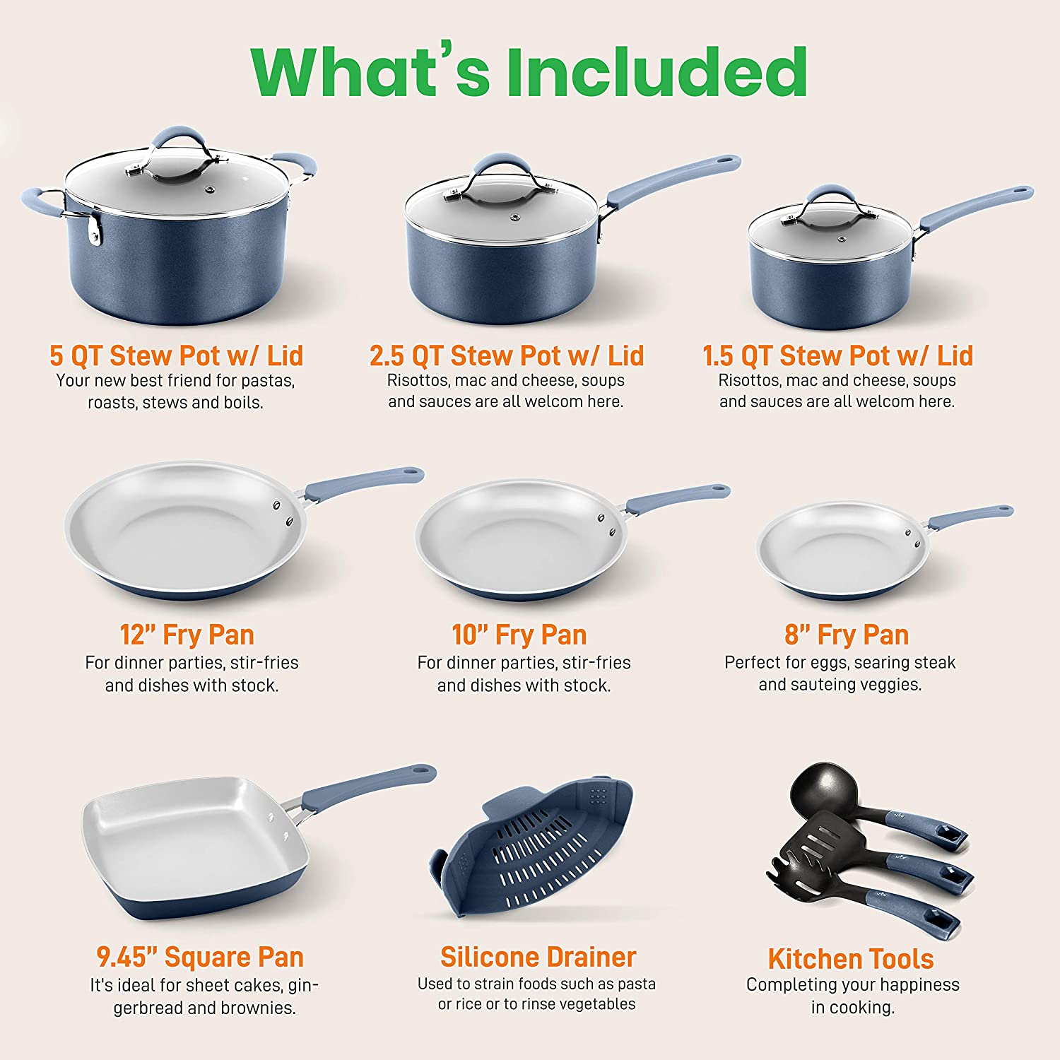 (Store Closing Sale) 20-Piece Nonstick Cookware