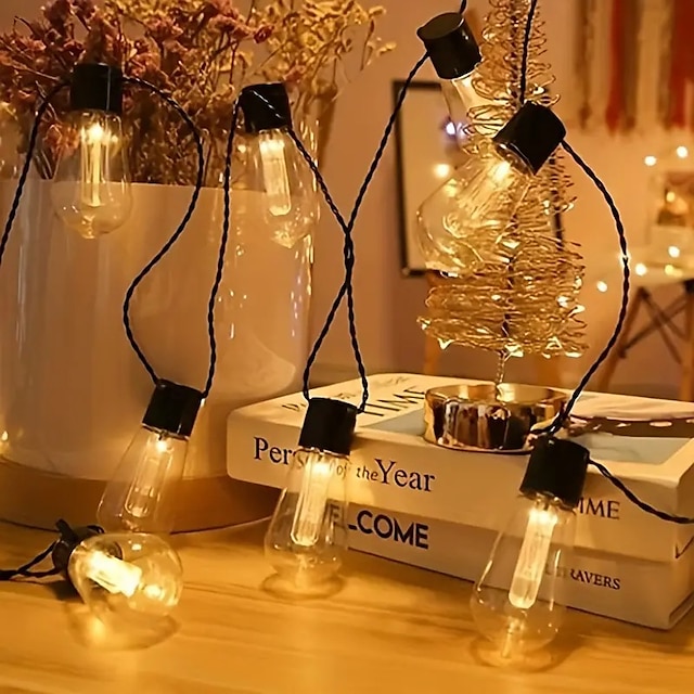 Solar Outdoor String Lights 20 Vintage Bulbs 5M 16.4FT for Camping Patio Yard Solar Powered LED Bulbs Waterproof LED Light with Solar Panel for Home Garden Festival Wedding Tent Sky Curtain