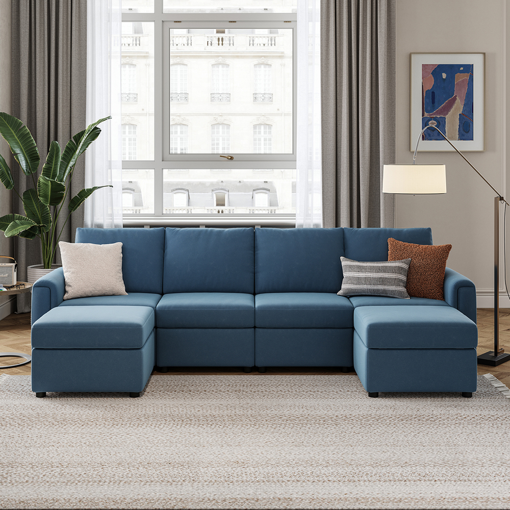 LINSY HOME Modular Couches and Sofas Sectional with Storage Sectional Sofa U Shaped Sectional Couch with Reversible Chaises, Dark Gray